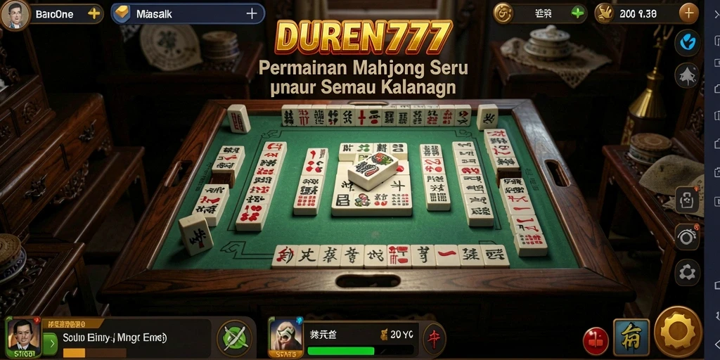 Tampilan menarik gameplay DUREN777 dengan papan Mahjong yang berwarna-warni.