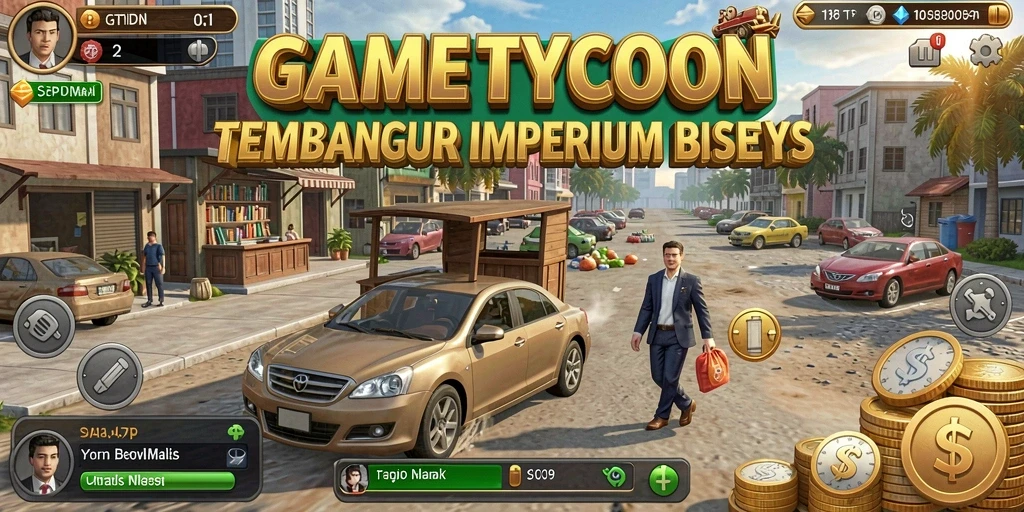 Tampilan menarik GTPIDN saat pemain membangun bisnis Tycoon.