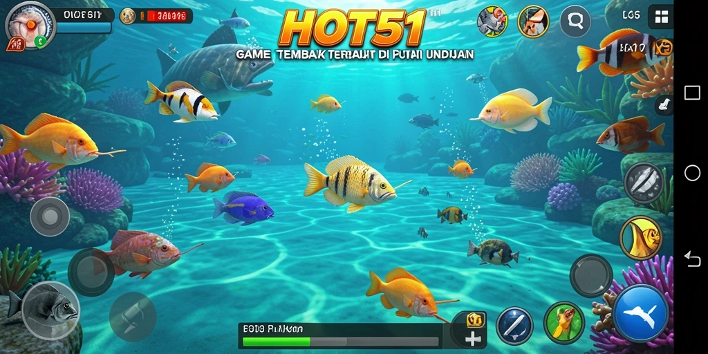 Screenshot HOT51 yang menampilkan gameplay tembak ikan yang seru dan menantang.