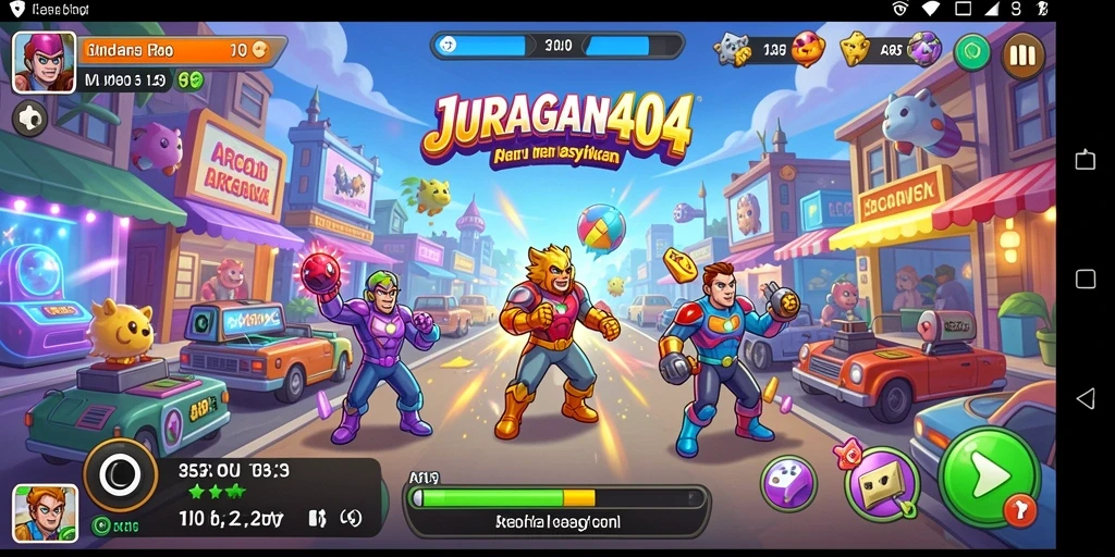 Tampilan gameplay menarik dan penuh aksi dalam JURAGAN404.
