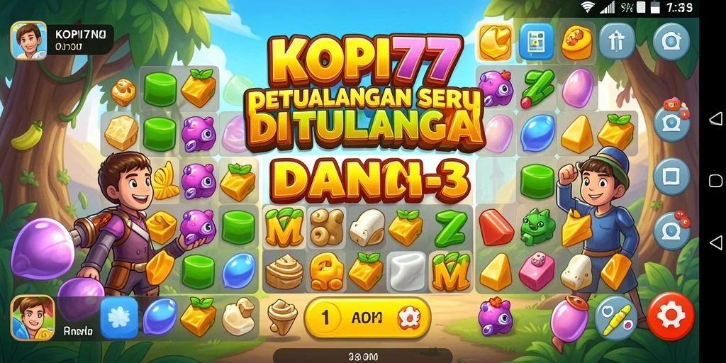 Screenshot menunjukkan aksi seru permainan Match-3 di KOPI77.