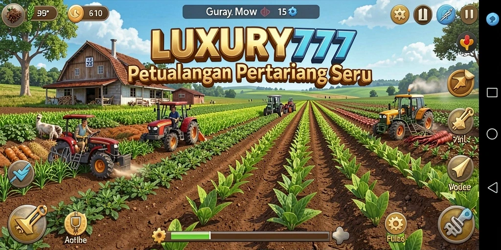 Gameplay LUXURY777 yang menampilkan aktivitas pertanian yang menarik.