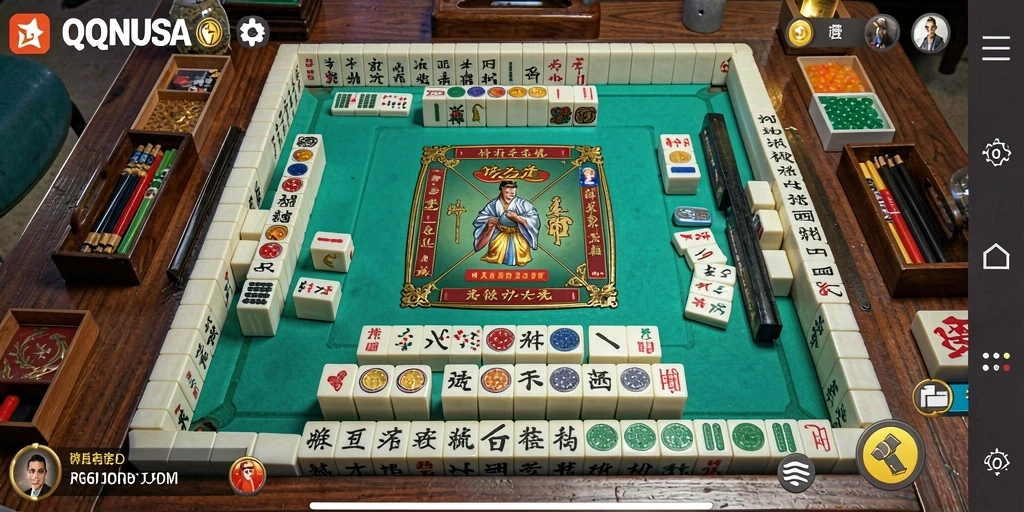 Tampilan gameplay QQNUSA yang mengasyikkan dengan elemen Mahjong.