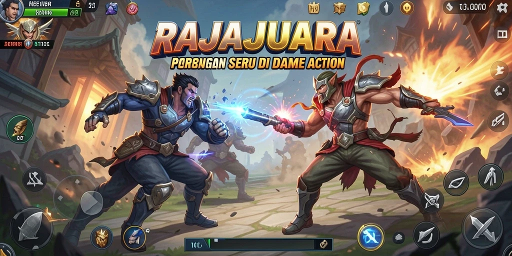Gameplay RAJAJUARA menunjukkan pertempuran seru dengan efek visual yang menawan.