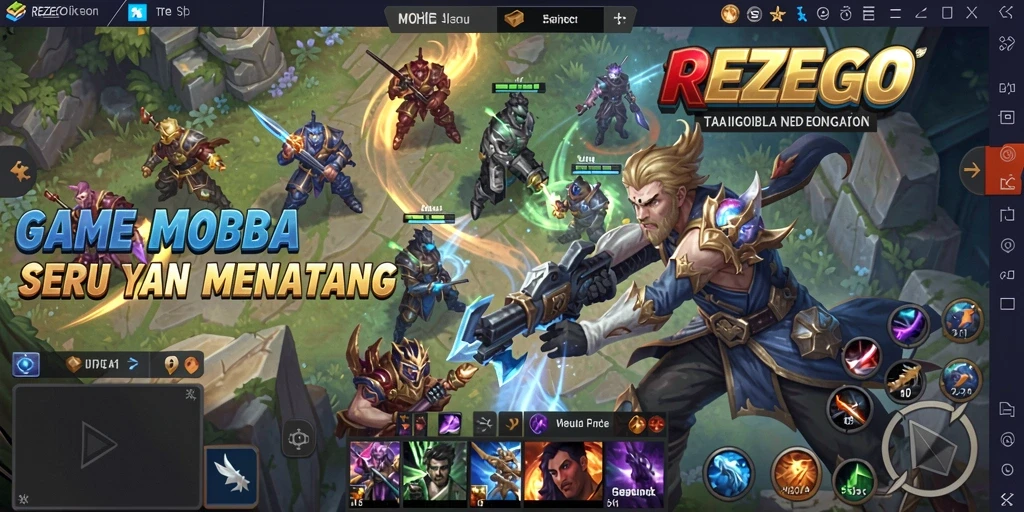 Screenshot gameplay REZEGO menampilkan pertempuran mendebarkan antara karakter.