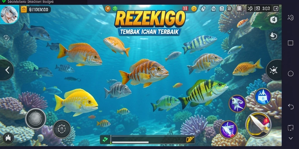 Screenshot gameplay seru dari REZEKIGO yang menampilkan aksi menangkap ikan.