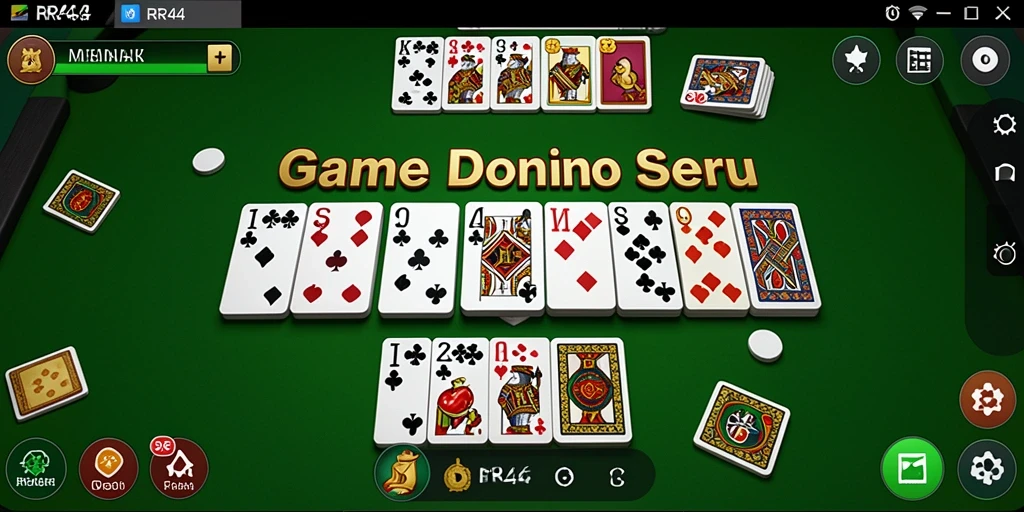 Screenshot gameplay utama RR44 yang menunjukkan aksi permainan Domino.