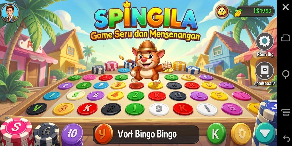 Tangkapan layar gameplay SPINGILA menampilkan aksi Bingo yang dinamis dan interaktif.