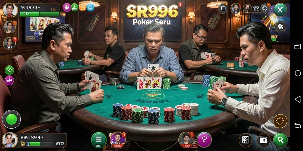 Screenshot utama SR996 menampilkan gameplay poker yang dinamis dan menegangkan.