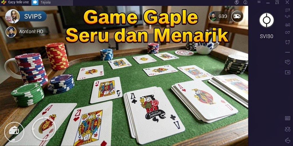 Tampilan gameplay SVIP5 dengan pemain yang bersaing dalam Gaple.