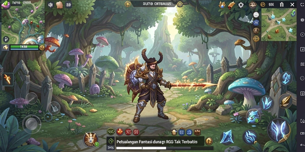 Tangkapan layar utama TKP188 menampilkan aksi pertempuran seru dalam RPG.
