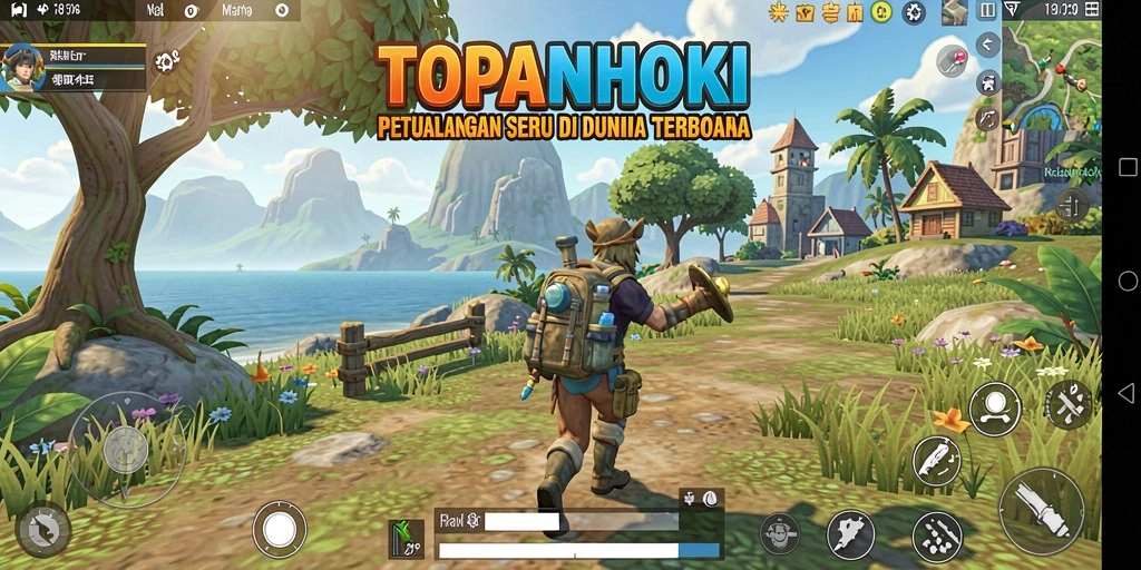 Screenshot menunjukkan pemain menjelajahi dunia terbuka yang menakjubkan.