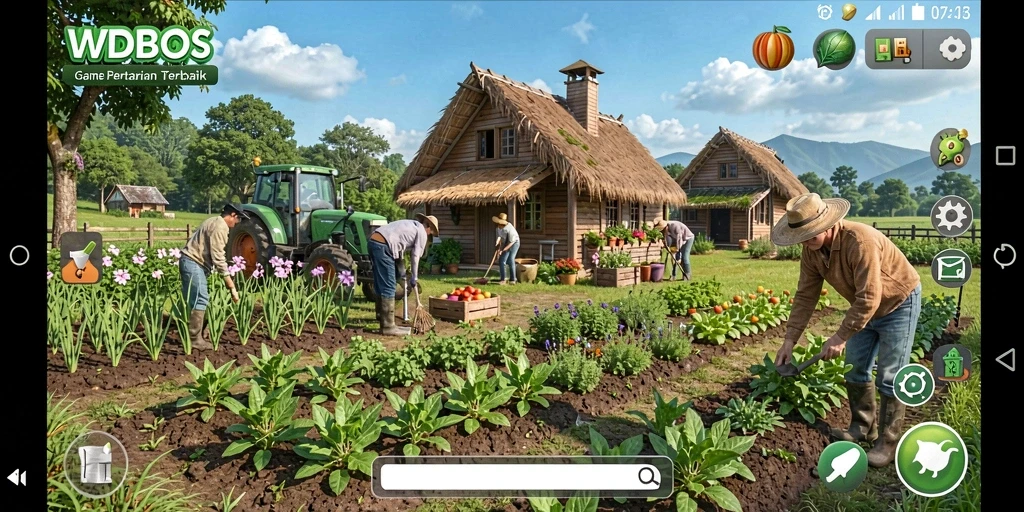 Tampilan gameplay WDBOS yang menarik dan menyenangkan saat berkebun.